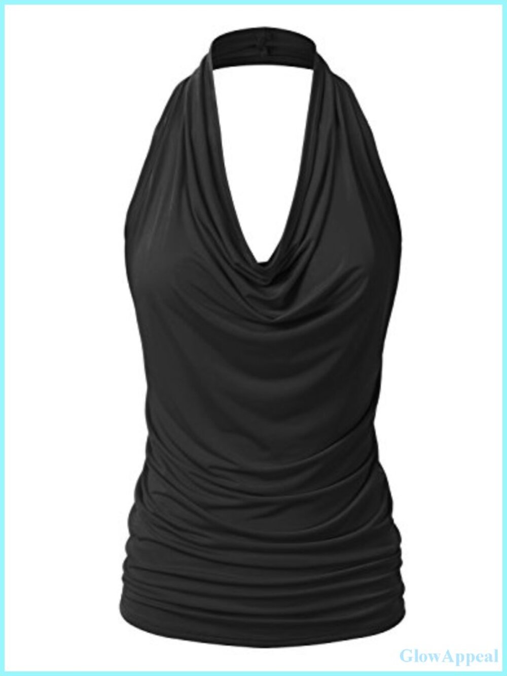 Halter Neck Draped Front Open Back Tank Top Stretchy Slim Fit S-3XL